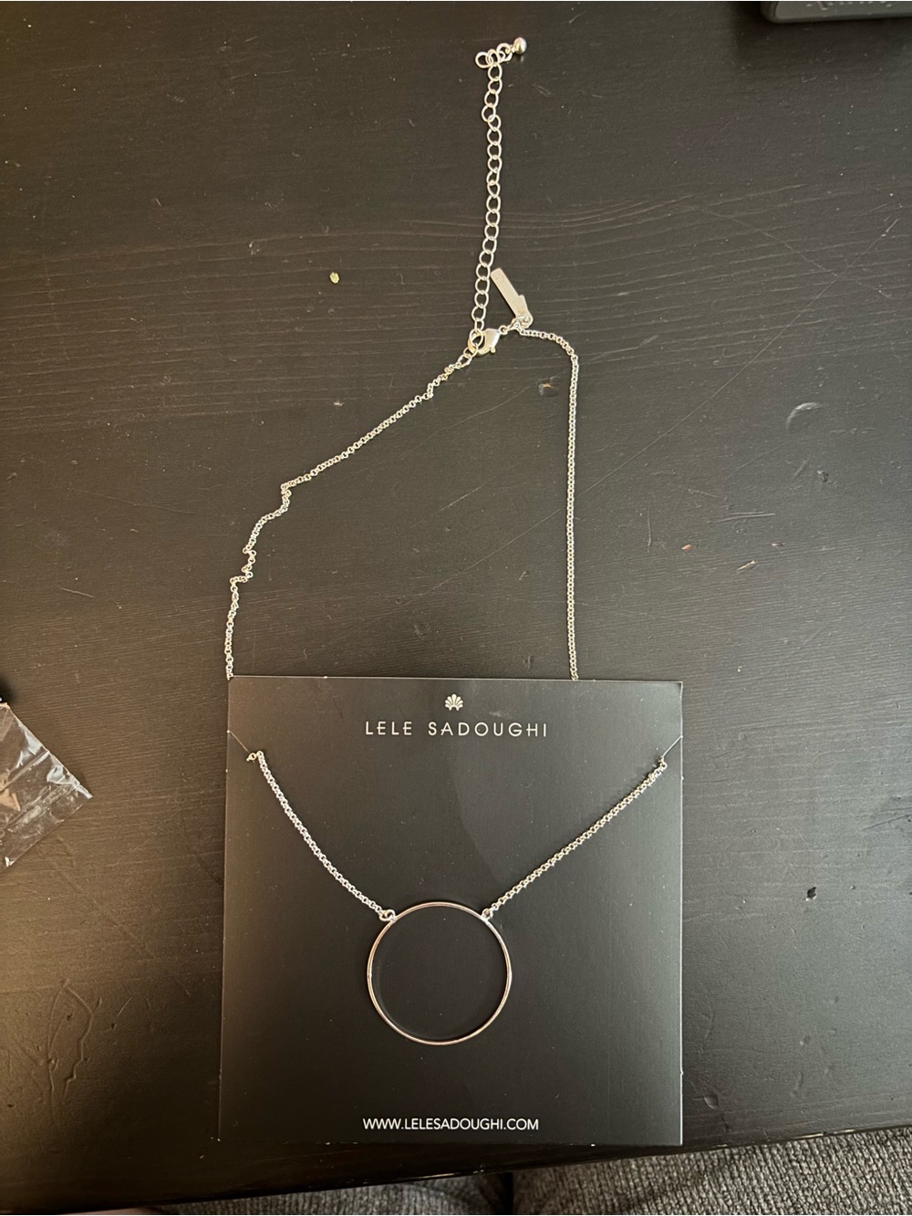 Lele Sadoughi Silver Open Circle Pendant Necklace